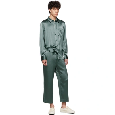 Shop Sies Marjan Green Crinkled Satin Sander Shirt In Kiwi