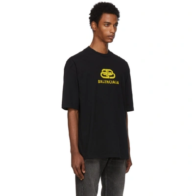 Shop Balenciaga Black & Yellow Bb T-shirt