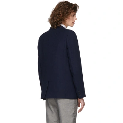 Shop House Of The Very Islands Blue Slim-fit Tailored Blazer In 9 Dark Blue