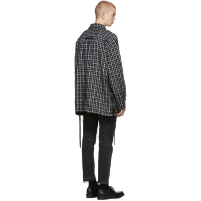 Shop Faith Connexion Blue Laced Tweed Over Shirt In 110 Blkwht