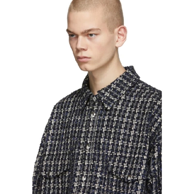 Shop Faith Connexion Blue Laced Tweed Over Shirt In 110 Blkwht