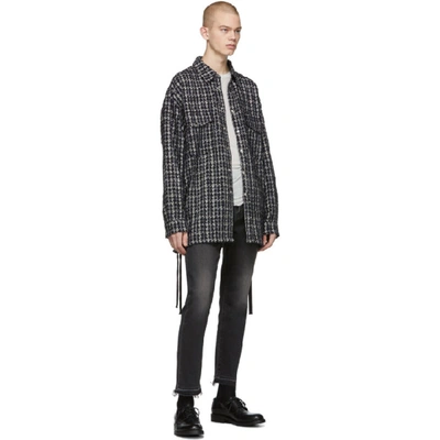 Shop Faith Connexion Blue Laced Tweed Over Shirt In 110 Blkwht