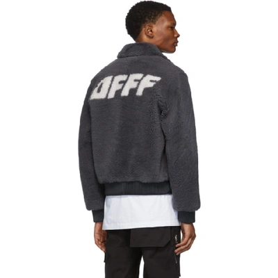 Shop Off-white Grey Shearling Bomber Jacket In Gry Bge