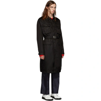 Shop Prada Black Nylon Gabardine Coat