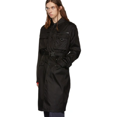Shop Prada Black Nylon Gabardine Coat