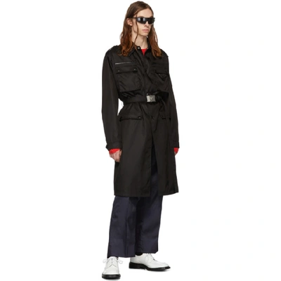 Shop Prada Black Nylon Gabardine Coat