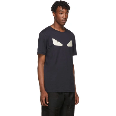 Shop Fendi Navy Leather Bag Bugs T-shirt In F03lq Navy