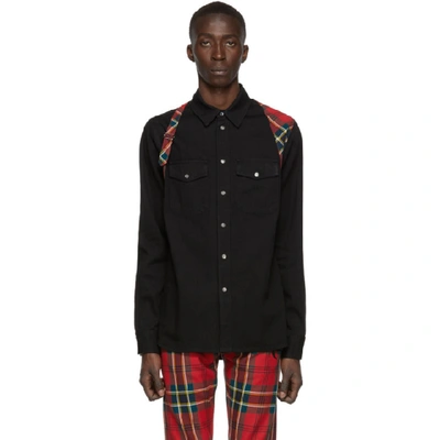 Shop Alexander Mcqueen Black Denim Harness Shirt In 1001 Blkwsh