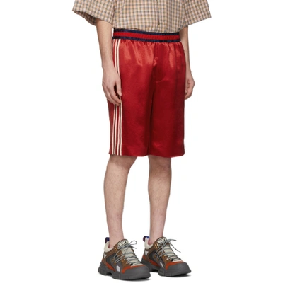 Shop Gucci Red Silk Basketball Shorts In 6229 Red