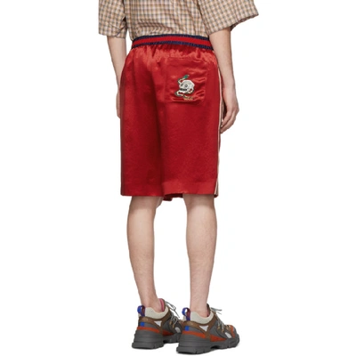 Shop Gucci Red Silk Basketball Shorts In 6229 Red