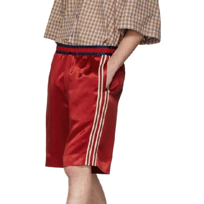 GUCCI 红色真丝篮球短裤