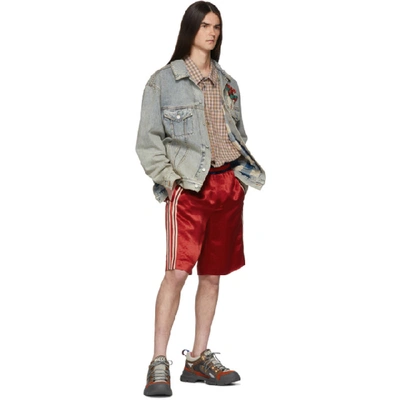 Shop Gucci Red Silk Basketball Shorts In 6229 Red