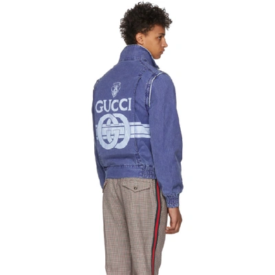 Shop Gucci Blue Quilted Denim Jacket In 4271 Blue