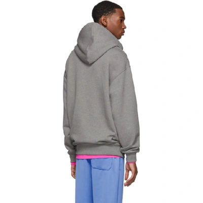 Shop Acne Studios Grey Oversized Face Hoodie In Ltgreymelan