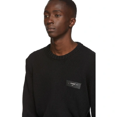 Shop Off-white Black Logo Knit Crewneck Sweater In Blk Wht