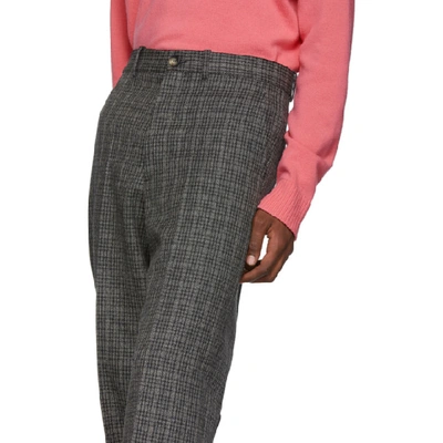 Shop Marni Black And Grey Micro-check Trousers In Chn99  Blac