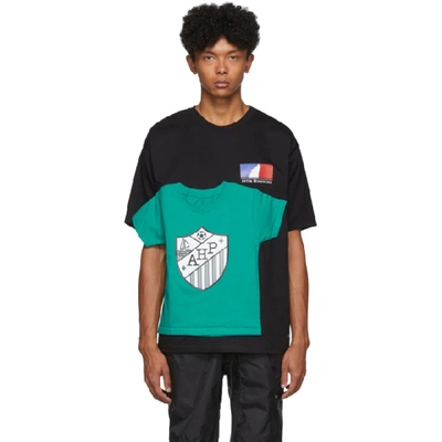 Shop Afterhomework Black And Green T2 Double T-shirt In Black Green