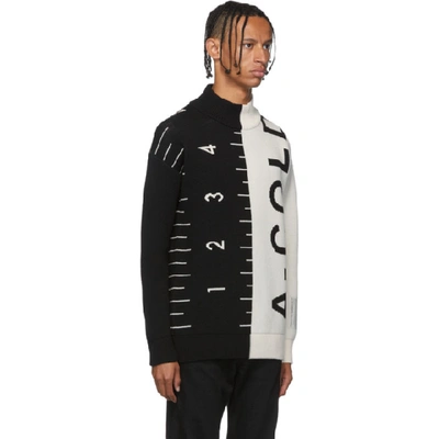 Shop A-cold-wall* Black And White Logo Jacquard Sweater In Bn/blk