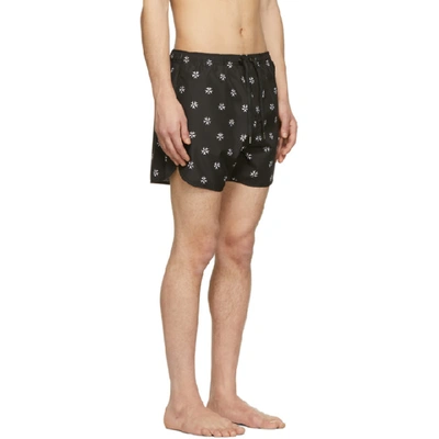 Shop Neil Barrett Black Pattern Swim Shorts In 524blkwht