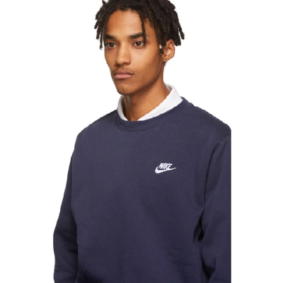 Shop Nike Navy Club Sweatshirt In 410 Midnavy