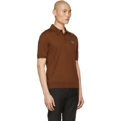 Shop Prada Brown Logo Polo