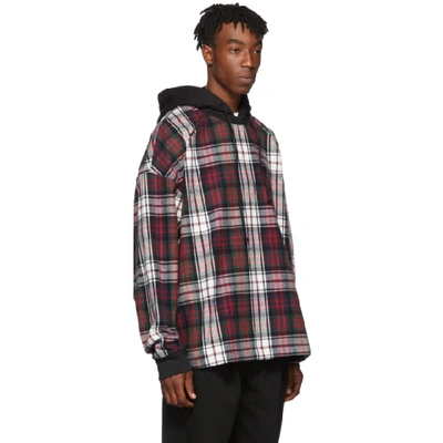 Shop Juun.j Green Flannel Hoodie In M Green