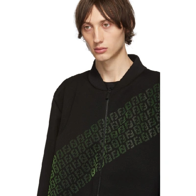 Shop Fendi Black Asymmetric Ff Track Jacket In F0qa1 Black