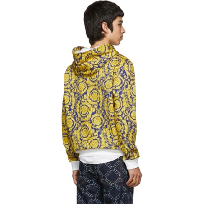 Shop Versace Blue And Gold Barocco Hoodie In A70bluegold