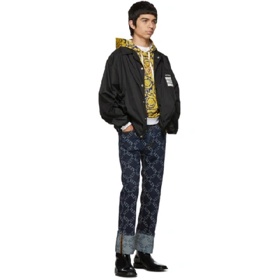 Shop Versace Blue And Gold Barocco Hoodie In A70bluegold