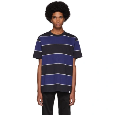 Shop Norse Projects Black And Blue Striped Johannes T-shirt In 7169 Twilgh