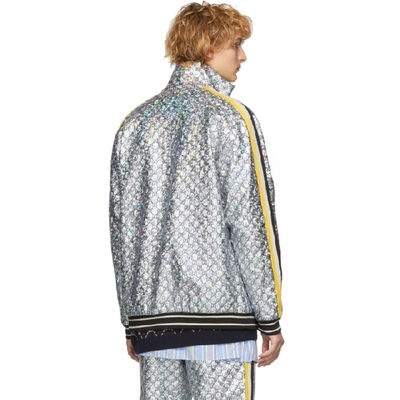 Shop Gucci Silver Gg Laminated Track Jacket In 1092 Silver