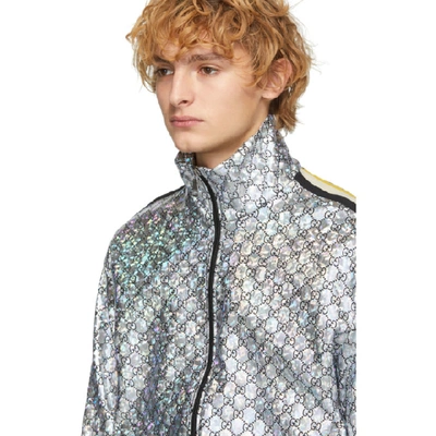 Shop Gucci Silver Gg Laminated Track Jacket In 1092 Silver