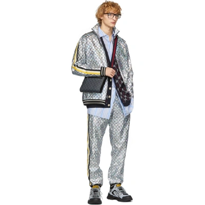 Shop Gucci Silver Gg Laminated Track Jacket In 1092 Silver