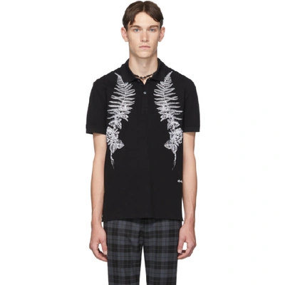 Shop Alexander Mcqueen Black Fern Embroidery Polo In 0901 Blkmix