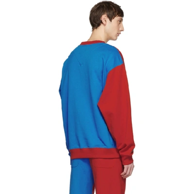 Shop Kenzo Red And Blue Colorblock Logo Sweatshirt In 21 Med Red