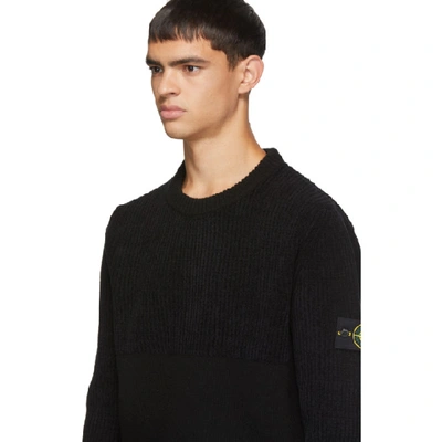 Shop Stone Island Black Half Rib Knit Sweater In V0029 Black