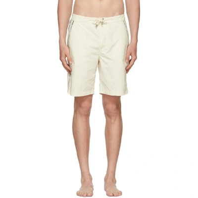 Shop Solid & Striped Off-white Piped Board Shorts In Cream/black