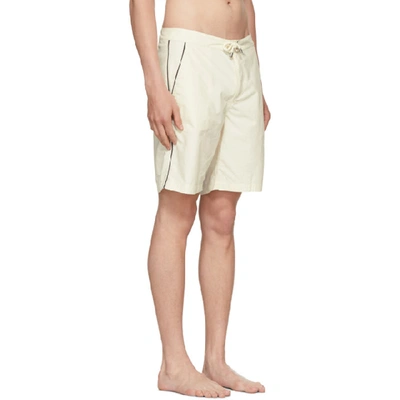 Shop Solid & Striped Off-white Piped Board Shorts In Cream/black