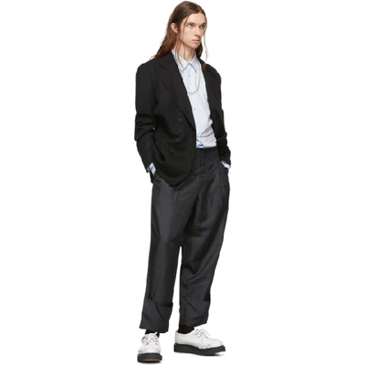 Shop Comme Des Garçons Homme Deux Comme Des Garcons Homme Plus Black Shiny Twill Trousers In 2 Charcoal