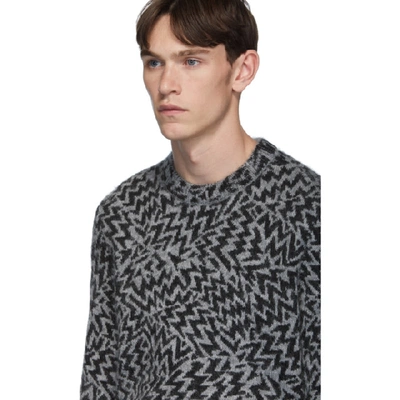 Shop Saint Laurent Grey And Black Wool And Mohair Jacquard Comics Sweater