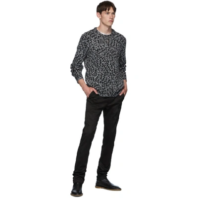 Shop Saint Laurent Grey And Black Wool And Mohair Jacquard Comics Sweater