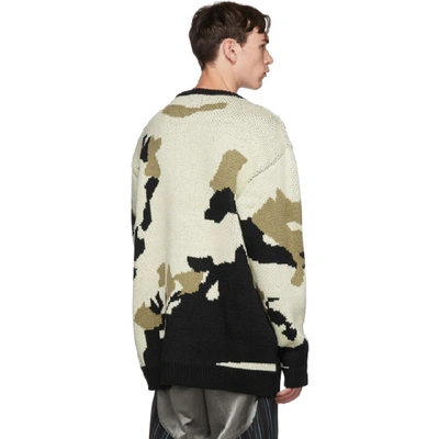 BED J.W. FORD BED J.W. FORD OFF-WHITE AND BLACK WOOL COW KNIT SWEATER 