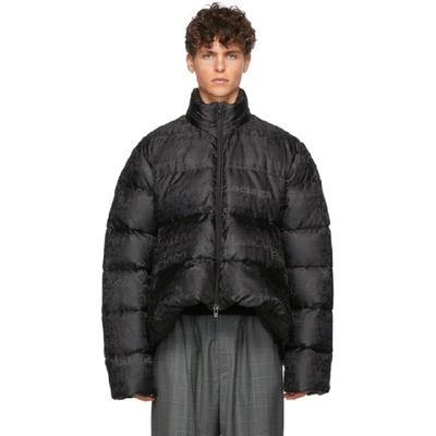 Shop Balenciaga Black Quilted Technical Faille C-shape Jacket In 1000 Black