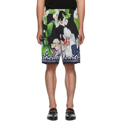 Shop Dolce & Gabbana Black Orchid Print Shorts