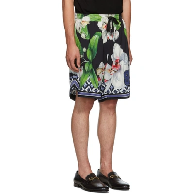 Shop Dolce & Gabbana Black Orchid Print Shorts