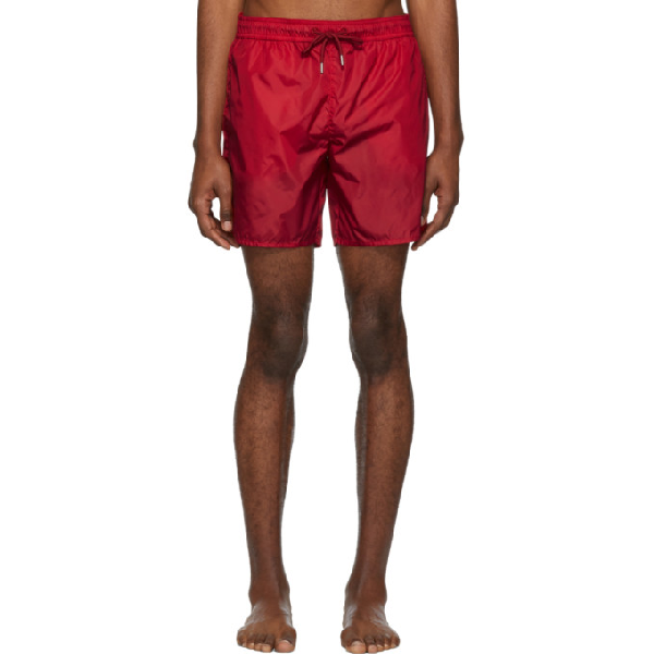 red moncler swim shorts