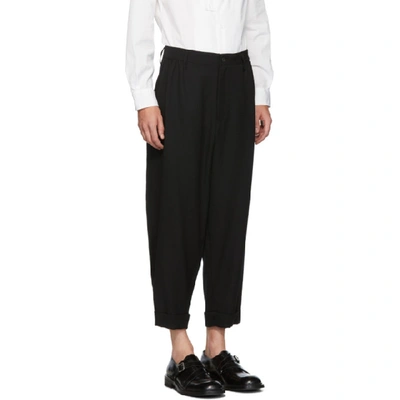 Shop Yohji Yamamoto Black Wool Oversized Trousers