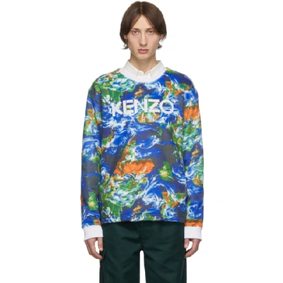 Shop Kenzo Blue  World Sweatshirt In 21 Cobalt