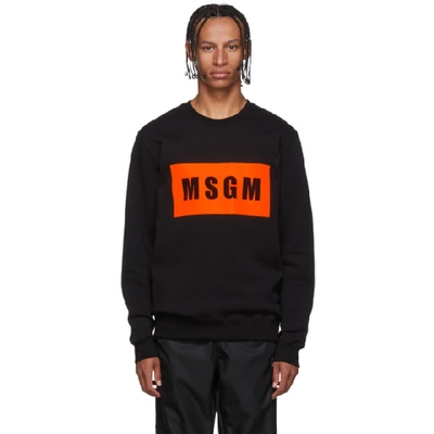 Shop Msgm Black Box Logo Sweatshirt In 99b Fluo Bl