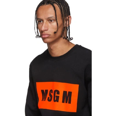 Shop Msgm Black Box Logo Sweatshirt In 99b Fluo Bl